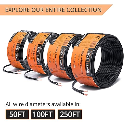 Wirefy 12/2 Low Voltage Landscape Wire - Low Voltage Outdoor Wire - Connect Your Landscape Lighting - Approved for Direct Burial 50ft - Outdoor Electrical Christmas Light
