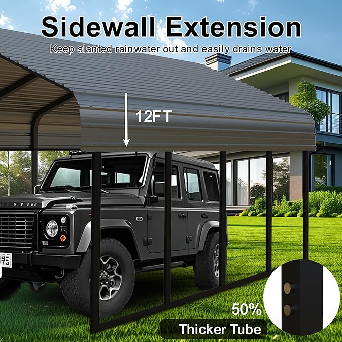 RV Metal 20x20FT Carport Canopy Heavy Duty Carports Kits for Garage,Aluminum Car Ports with Steel Shelter Frame Cover for 2 Car or Boats