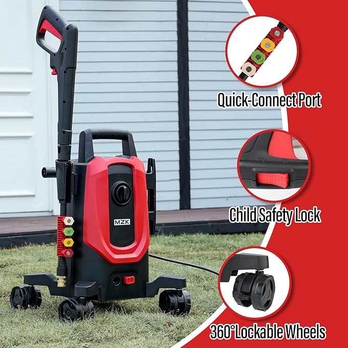 Pressure Washer,5200PSI Power Washer with 4 Quick Connect Nozzles, High Pressure Cleaning Machine with Foam Cannon for Cars/Fences/Driveways/Patios/Home Cleaning