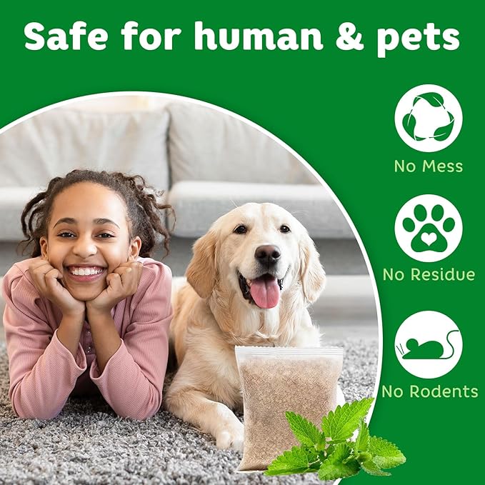 Pest Repellent Pouches, 8 Pack Peppermint Oil Repellent for Mouse, Rodent, Spider, Mice, Rats, Pest Control Indoor & Outdoor, Natural Mouse Deterrent Replace Traps Family & Pet Safe