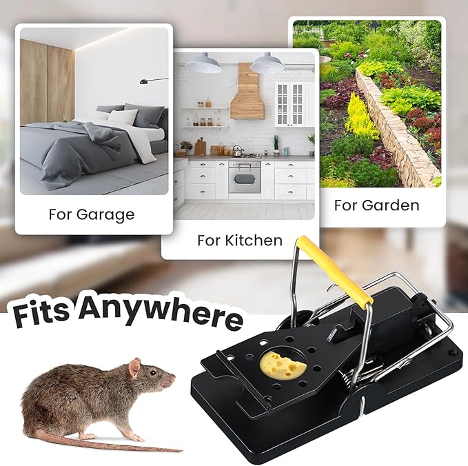 Qualirey 18 Pcs Mouse Traps Plastic Snap Rat Trap Bulk Reusable Quick Effective Safe for Indoor Outdoor Home House Warehouse Garden Kitchen 3.86 x 1.81 x 2.17 Inch (Black,Yellow)