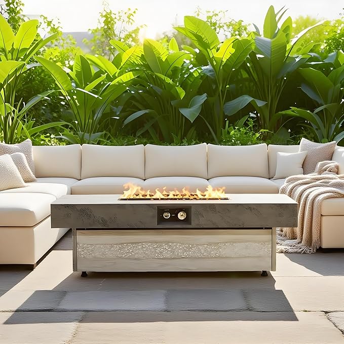 48"×24" Tabletop Propane Fire Pits,50000BTU Outdoor Firepit Table Suitable for Outdoor, Patio, Balcony,Three Height Adjust