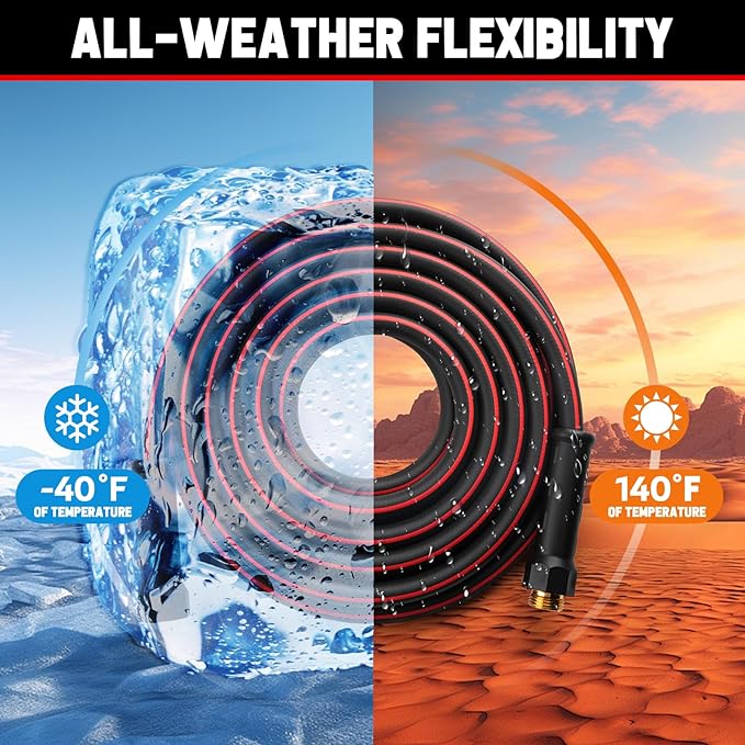 Garden Hose 100ft x 5/8", NON-EXPANDABLE Heavy Duty Premium Flexible Water Hose, No Kink, Leakproof, Lightweight Hybrid Hose with Male to Female Fittings for Household&Backyard