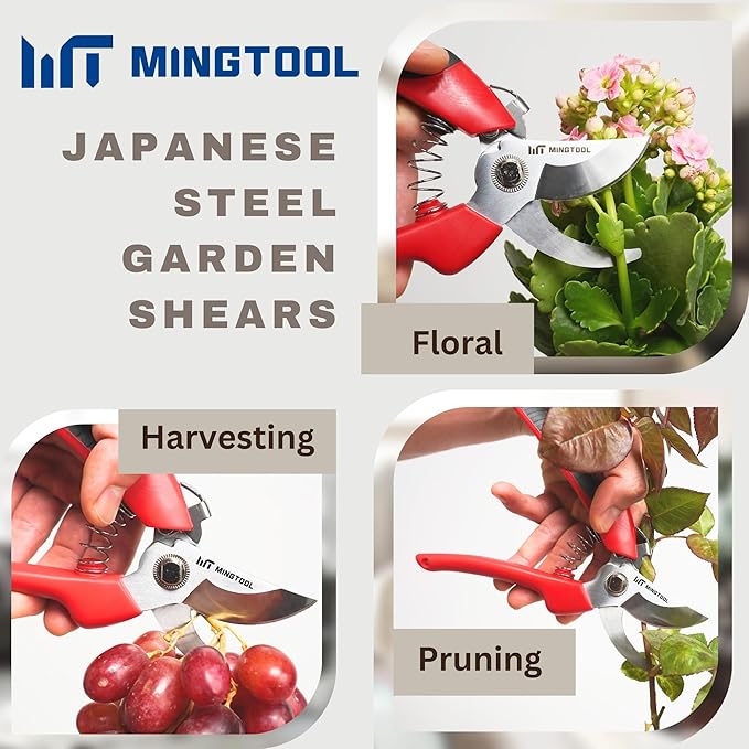 Bypass Pruning Shears,0.7-inch Cut Capacity, Professional Gardening Tools, Heavy-Duty Hand Pruners for Plants and Branches,Rust Resistant Steel Blade