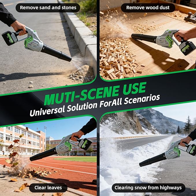 LANMEI Cordless Leaf Blower, 650W High Power Battery with 2x4000mAh Batteries, 250MPH Wind Speed, Lightweight Handheld Leaf Blower for Yard Maintenance, Electric Blower for Leaves, Snow, and Debris