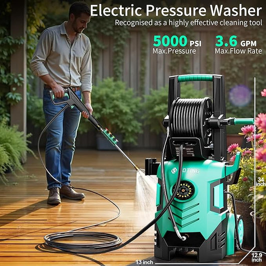 2026New Pressure Washer 4800PSI, 34" Tall, 4 Quick Connect Nozzles,Inlet Hose&Filter&500mlFoam Cannon for Cars/Fences/Driveways/Home Cleaning,Blue