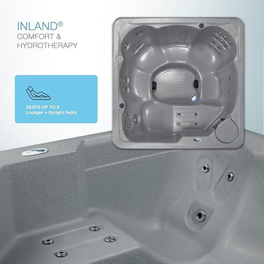 Inland 6 Person Indoor Outdoor Hot Tub, Plug & Play Spa, 24 Jets, LED Lighting System, Insulated Spa Cover, Aqualife by Strong Spas