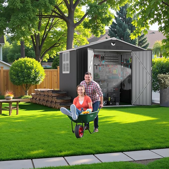 8x6 FTMetal Storage Shed, Outdoor Tool Sheds with Lockable Door & 1 Window, Large Heavy Duty Tool Sheds, Outside Waterproof Storage Building