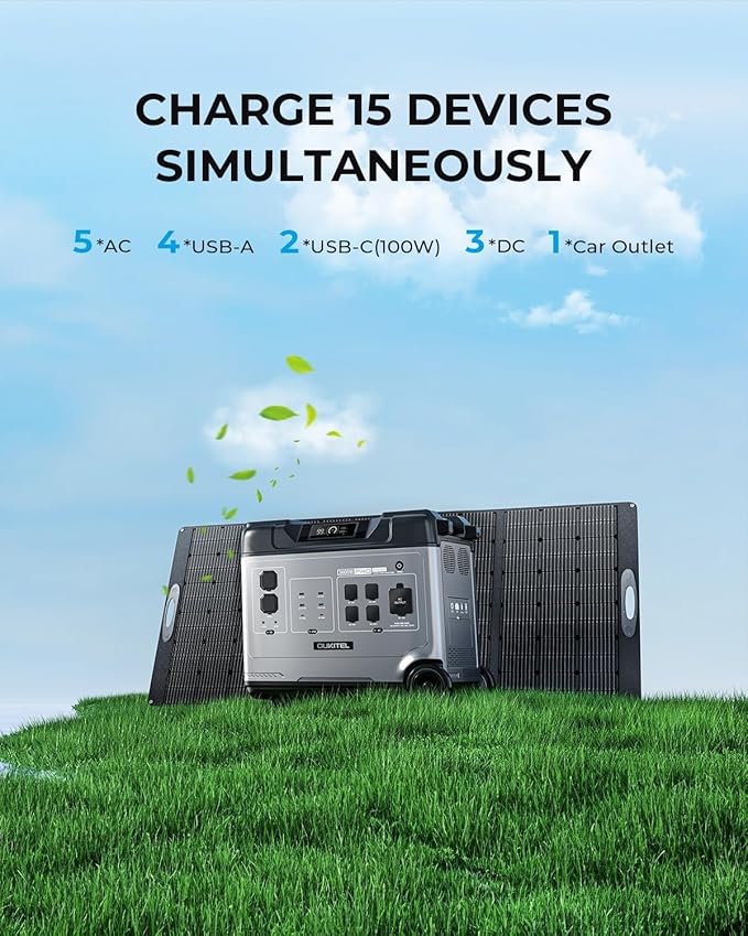 OUKITEL P5000 Pro Solar Generator 3600W, 5120Wh Power Station with 2x400W Solar Panel 5x3600W AC Outputs(5000W Surge)1800W Fast Charging APP Control LiFePO4 Battery Backup for Home RV Camping