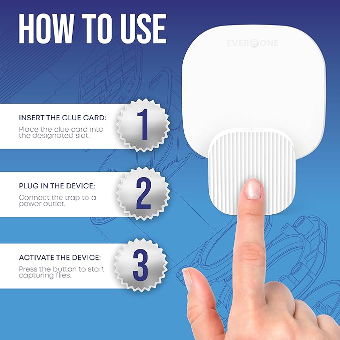 EverOne Fly Trap Indoor Plug-in Device with 3 Glue Cards – Effective Flying Insect Trap for Home – Bug Catcher and Mosquito Killer – Sticky Trap for Flies, Gnats, Fruit Flies, and Moths