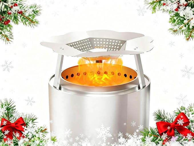 Heat Deflector for Solo Stove Bonfire 19.5’’ - Upgraded 304 Stainless Steel Portable Heat Diffuser with Detachable Legs & Handle, Capture and Redirect Warmth, Camping Accessory