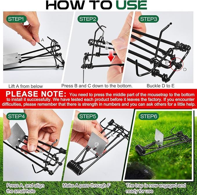 Qualirey 12 Pcs Outdoor Gopher Trap Easy Set Mole Trap Weather Resistant Gopher Killer Vole Killer for Lawn Garden Farm (Black)