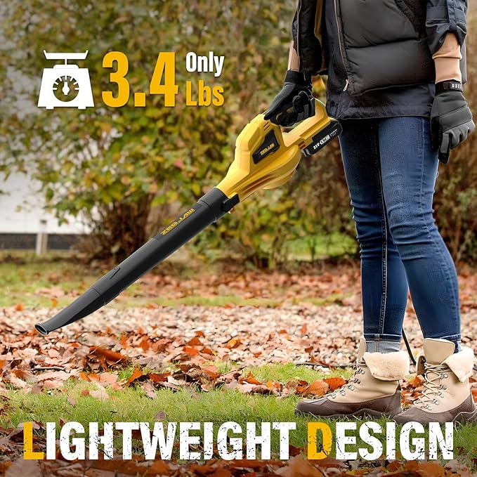 ZEGJAW Cordless Leaf Blower, 21V Leaf Blowers Cordless with Battery and Charger, 150 MPH Electric Leaf Blower with 2-Speed Mode, Battery Leaf Blower for Lawn, Garden, Yard (2PCS Batteries)
