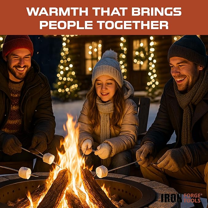 Iron Forge Tools Fire Pit Ring 42 Inch Outer/36 Inch Inner - Outdoor Heavy Duty Metal Round Smokeless Fire Ring Insert Liner - Utility Patent Pending (42x36x10)