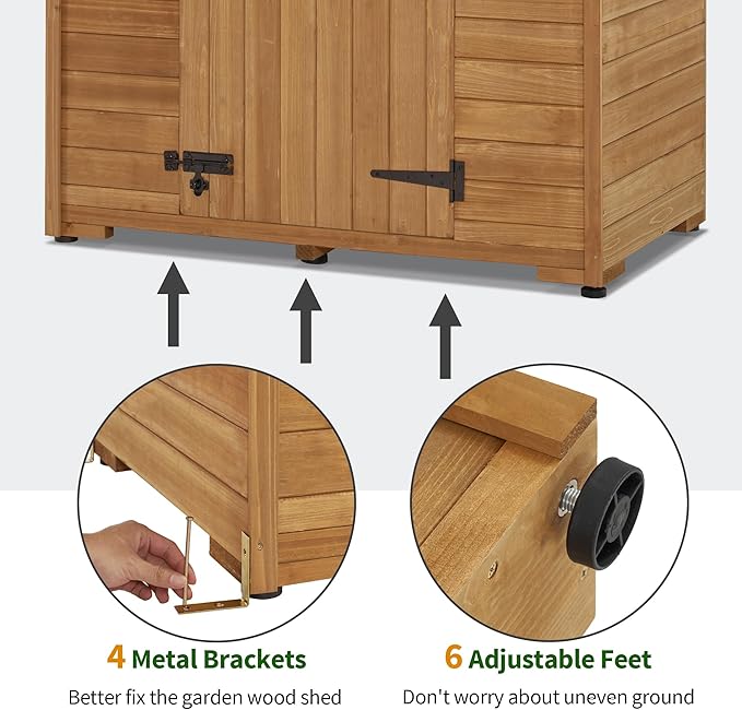 MCombo Large Outdoor Storage Cabinet with 6 Shelves (3.9 x 2.3 x 6.8 ft), Tall Storage shed, Wood Garden Tool Shed for Yard Patio Lawn, 1955