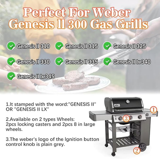 66040 Flavorizer Bars with Heat Deflector for Weber Genesis II 300 /LX 300 Series, Genesis II E-310 E-315 E-335 GS4 Flavor Bars Replacement Parts Genesis II 300 Series LX S-340 II S-310 II S-335