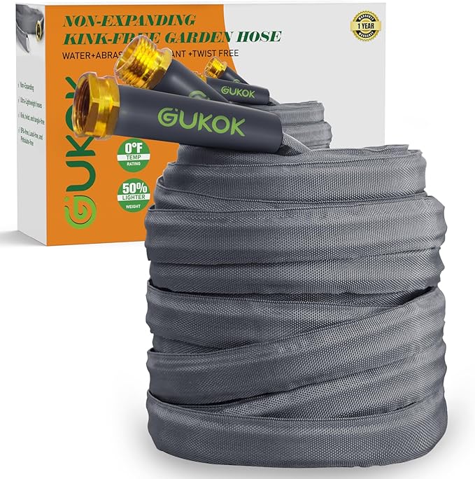 2025 Upgraded 50FT Non-Expanding Garden Hose, Ultra-Light & Flexible Water Hose - Burst-Resistant, Kink-Free, High-Pressure, All-Weather Use for Lawns, Gardens, and Outdoor Cleaning