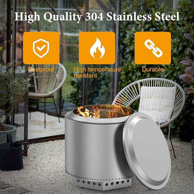 Fire Pit Lid with Cover for Solo Stove Bonfire 2.0 Fire Pit,Stainless Steel Firt Pit Lid with Fire Pit Cover for Solo Stove Bonfire 19.7" Fire Pit,Portable Outdoor Fireplace and Camping Accessories