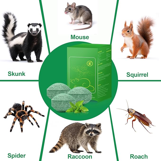 36 PCS Mouse Repellent for Outdoor, Natural Keep Rodent,Mice, Rat, Away Deterrent with Long-Lasting Protection for Home, Car, Garage, Safe for Family & Pets