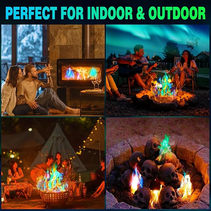 50 Pack Fire Color Changing Packets - Last Longer Magical Color Flames for Campfires, Bonfire, Fire Pit & Outdoor Fireplaces - Camping Essentials Accessories Christmas Decorations Gift for Kids