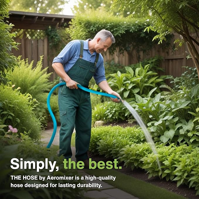 Aeromixer THE HOSE - 3/4 Inch Garden Hose 15 Feet, Kinkless Commercial Garden Hoses, Heavy Duty Industrial Water Hoses for Outdoors, 650 PSI High-Pressure Watering Tool for Farming and Gardening