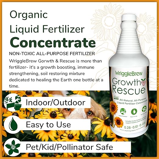 Organic Liquid Fertilizer Concentrate from Worm Castings. Non-toxic, All-Purpose, Plant Food for Gardens, Vegetables, Fruits, Houseplants, Seed Starters, and Ornamentals. (16 Fluid Ounces)