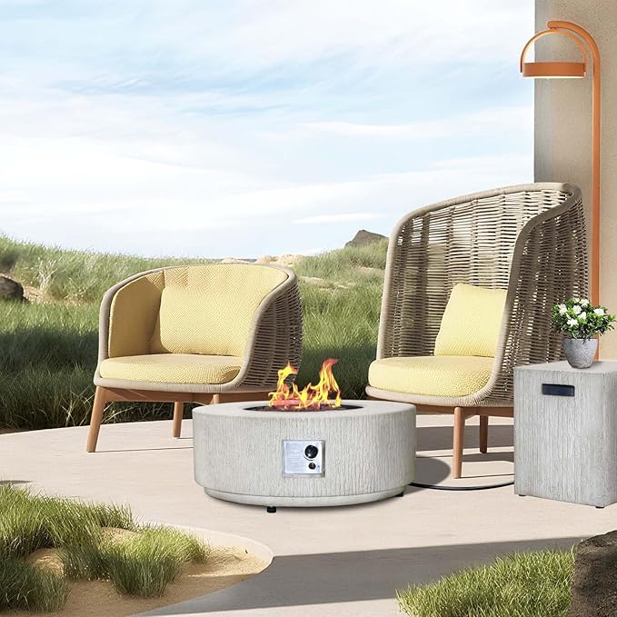 Afterglow Firepits All Terrafab External Gas Tank for Outdoor Use Round 50000Btu, Gray