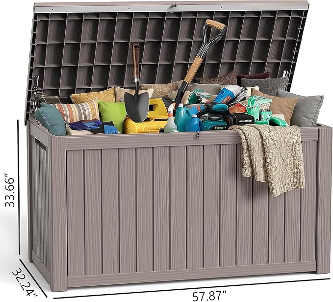 281gallon Deck Boxes Resin Material Outside Storage Box Large Storage Bins with Lids Deck Boxes Outdoor Waterproof for Outdoor Use
