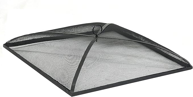 Sunnydaze Heavy-Duty Steel Mesh Fire Pit Spark Screen Cover - Outdoor Fire Pit Screen Cover - Square - Black - 31-Inch