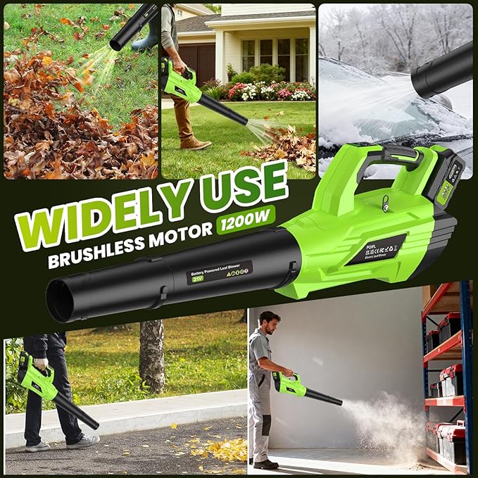 Leaf Blower, Leaf Blower Cordless, Two 4.0 Ah Batteries and Weight-Reducing Shoulder Straps for Leaves, Snow, Dust, Debris Cleaning