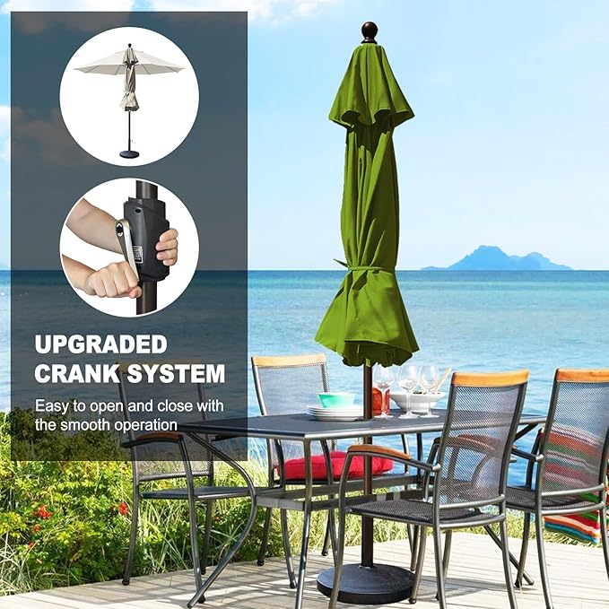 Eurmax USA 10-Year-Non-Fading 10Ft Market Umbrella Outdoor Patio Umbrella Table Umbrella with 8 Ribs,Hand Crank and Ventilation (Ginkgo)