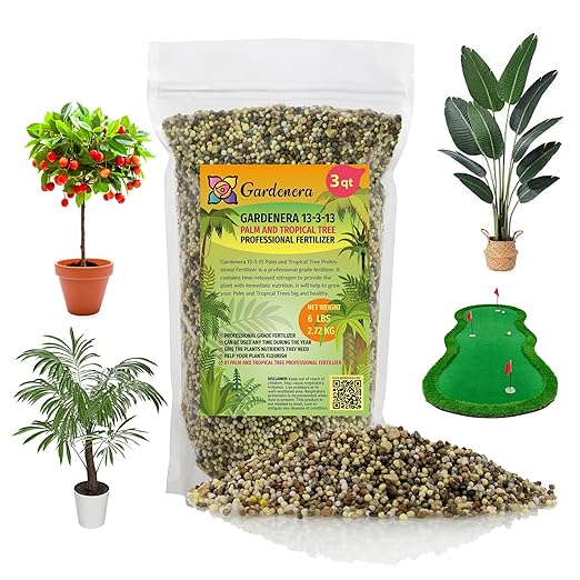Premium 13-3-13 All-Season Fast Acting Landscape and Ornamental Fertilizer by Gardenera - Promotes Biomass Growth and Vibrant Leaf Color - 3 Quarts