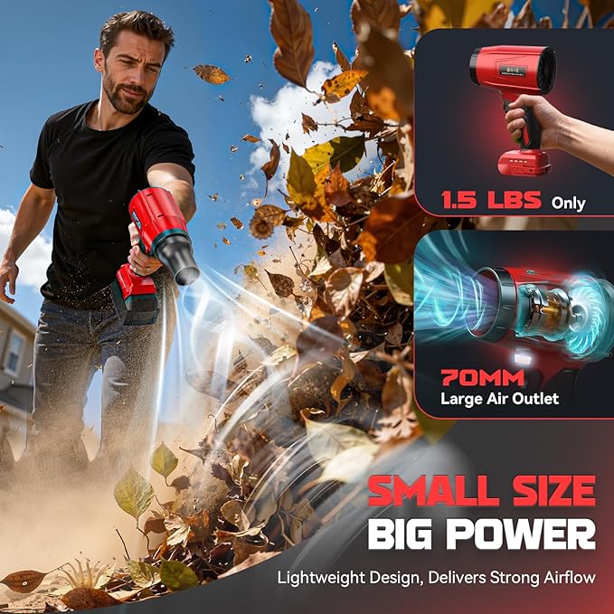 DIYtoolifz 800,000RPM Cordless Leaf Blower Compatible with Milwaukee (Tool Only), Brushless Motor, Adjustable Speed, Lightweight Portable Electric Blower for Car, Patio, Garden (Without Battery)