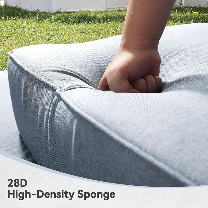6" Thick Outdoor Cushions 22x24x6, 3-Set Deep Seat Patio Cushions with Removable Cover, Waterproof & Fade Resistant Replacement for Wicker Chair, Loveseat, Sofa - Baby Blue