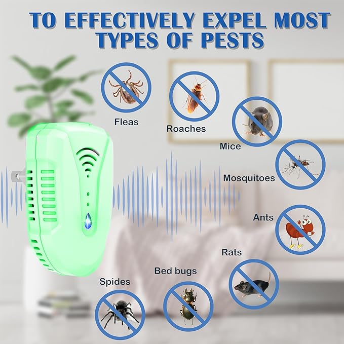 2025 Upgraded Version Ultrasonic Pest Repeller 6 Pack, Mouse Repellent Indoor Plug in, Insect Ultrasonic Repellent for Bugs Roach Insect Mice Spider Mouse Mosquito Ant, 3 Mode Switching (7 Pack)