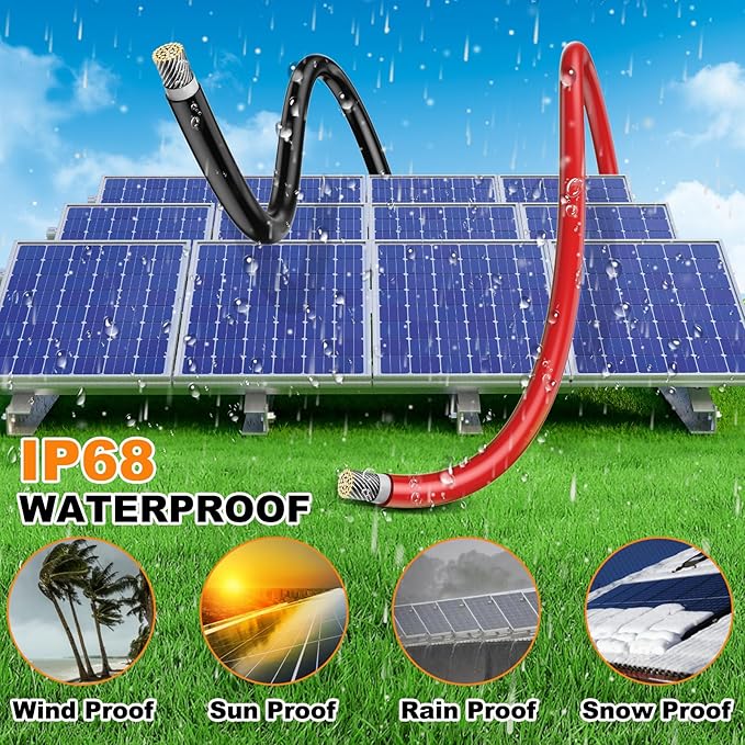 Oududianzi 2x150 Feet Solar Panel Wire, 10AWG Solar Wire Tinned Copper 10 Gauge PV Cable, for Outdoor Automotive RV Boat Marine (150FT Red + 150FT Black)