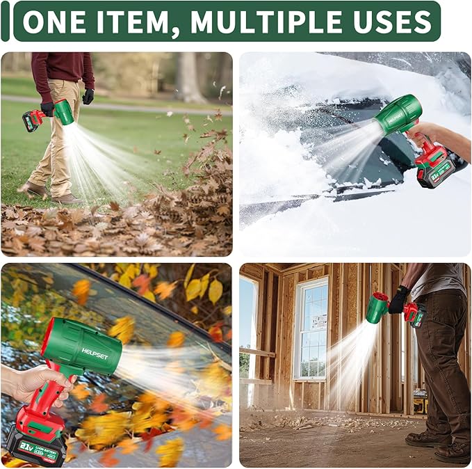 Cordless Leaf Blower with 2×4.0Ah Batteries and Charger, 980,000 RPM, Lightweight Handheld Design, 21V Powerful Blower with Adjustable Speed for Patio, Lawn Cleaning