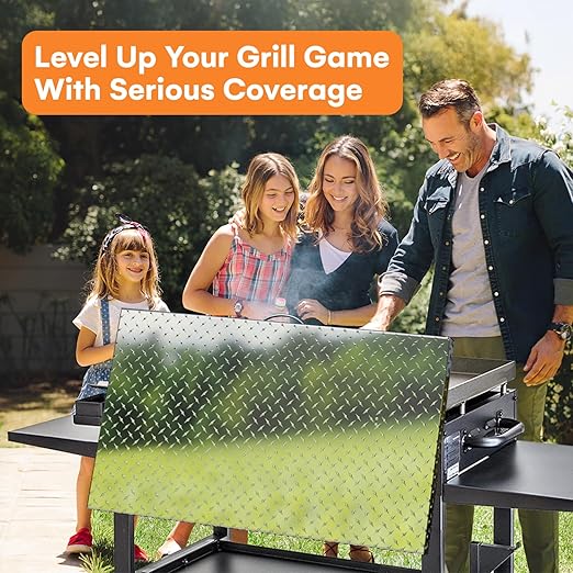 Flybold Blackstone Griddle Cover 36 inch - Waterproof Diamond Plated Design - Aluminum Hard Top Lid - Stainless Steel Handle - Fits Blackstone 36" Grill - Ideal for BBQ, Camping Griddle Accessories