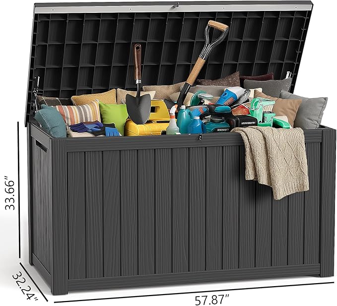 281 gallon Deck Boxes Resin Material Outside Storage Box Large Storage Bins with Lids Deck Boxes Outdoor Waterproof for Outdoor Use