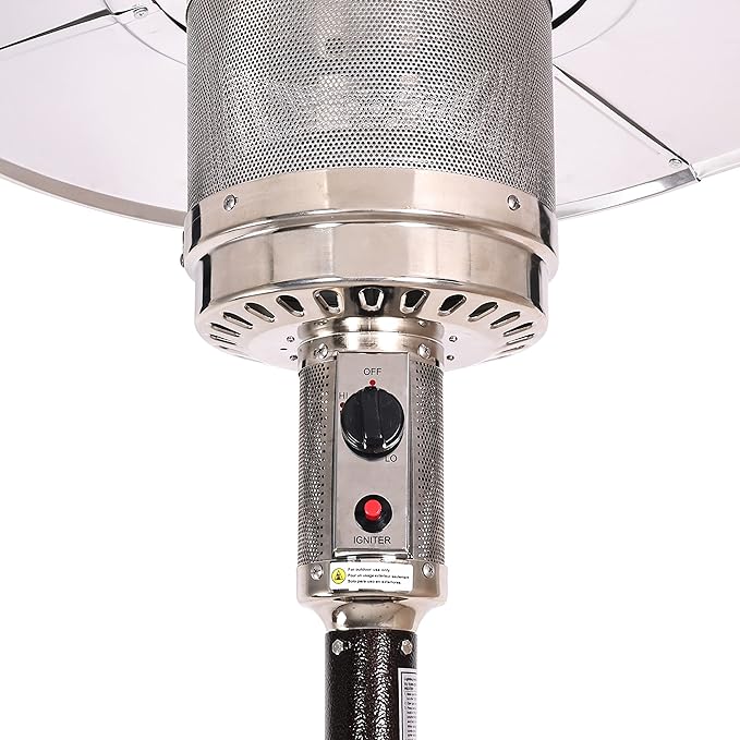 Elevon 48,000 BTU Outdoor Propane Patio Heater with Wheels, Commercial & Residential, Bronze