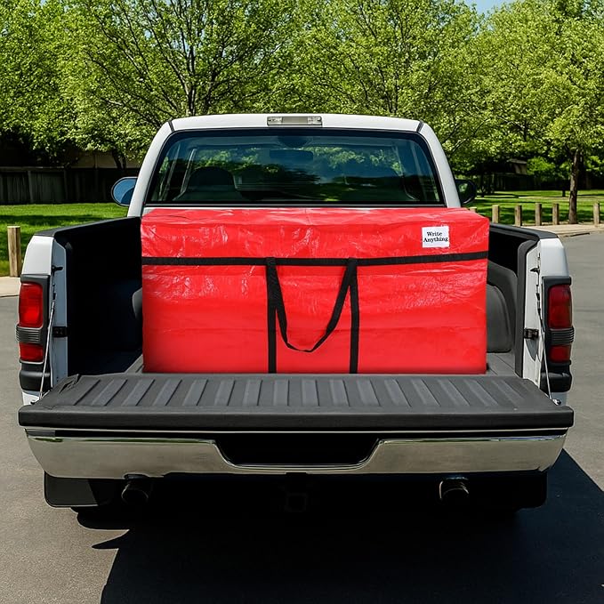 Windyun 4 Pack 57 Gallon Extra Large Storage Bags XXL Moving Bags with Zipper Handles Heavy Duty Jumbo Big Tote Box for Christmas Tree Storage 4, 5, 7.5, 9, 10, 12 ft Skeleton College Dorm(Red)