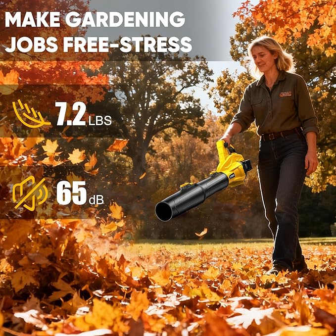 LITEKON Leaf Blower Cordless, 700CFM & 13 Speed Modes, Brushless Electric Cordless Leaf Blowers with 2 x 5.0Ah Batteries and Charger, 21V Powerful Blowers for Lawn Care, Blowing Leaves, Dust, Snow