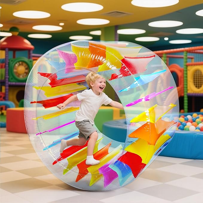 Zcaukya 65"/47" Giant Inflatable Wheel Roller, Colorful Water Rolling Wheel Float for Kids Summer Swimming Pool Parties, Rolling on The Lawn, Indoor Outdoor Fun Toys for Games Supplies