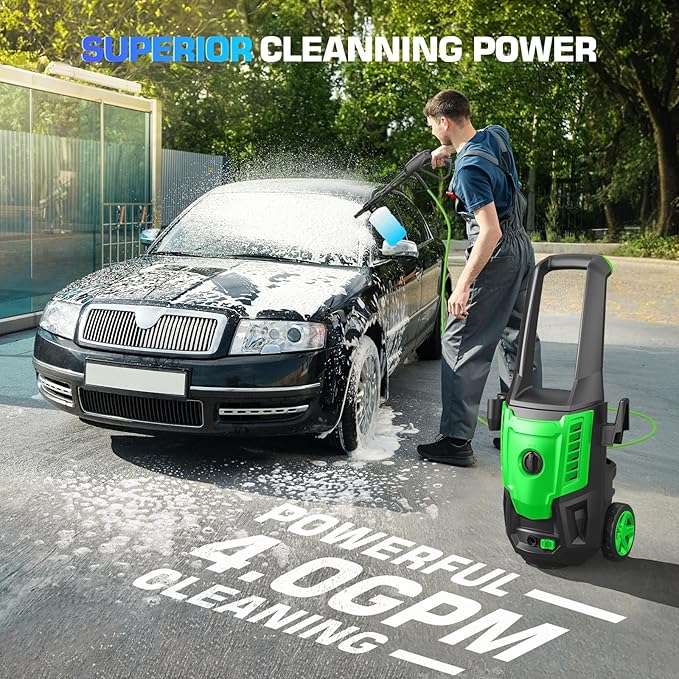 Professional Electric Pressure Washer 5000PSI, 4.0GPM Portable Power Washer with 4 QC Nozzles and Soap Bottle, Cleaner Machine for Cars/Home/Driveways/Patios/Decks/Fences