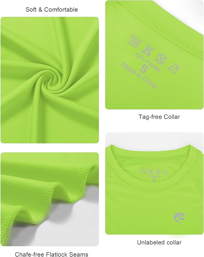 Boys UPF 50+ Swim Shirt Long Sleeve, 1 or 2 Pack UV Sun Protection Rash Guard, Youth Kids SPF Water Shirts for Beach Surf