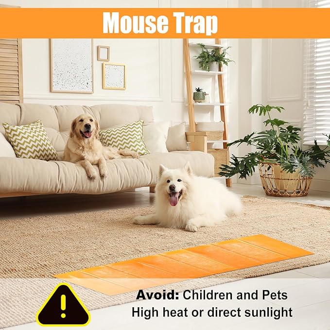 Qualirey 8 Pack Large Sticky Mouse Trap 24 Inch Sticky Rat Glue Roach Indoor Pest Control for Trapping Snakes Rats Spiders Roaches in Restaurant Kitchen House Supplies (Orange)