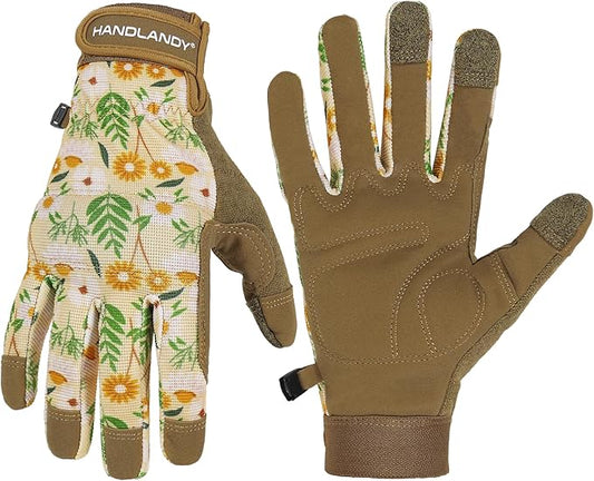 HANDLANDY Women Safety Work Gloves Utility Touch Screen Working Grip Glove for Yardwork Gardening Breathable Mechanic Gloves