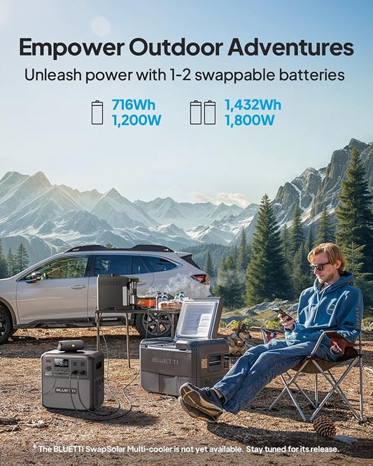 BLUETTI Solar Generator Pioneer MD (AC180T), 1432Wh LiFePO4 Battery Backup w/ 4 1800W (3600W Surge) AC Outlets, 0-80% in 45 Min., Hot Swappable for Camping, Outdoor Adventures, Emergency