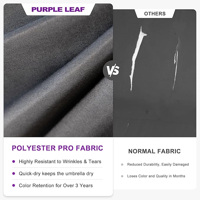 PURPLE LEAF 10 FT Cantilever Patio Umbrella Outdoor Umbrella with 220lbs Base Large Square Windproof Offset Umbrella for Pool Deck Garden, Mist Grey