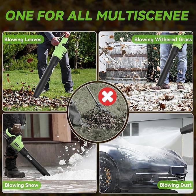 Leaf Blower Cordless,650 CFM & 160 MPH Electric Cordless Leaf Blower with 2 * 4.0Ah Batteries & Noise-Reduction Ear Muffs,3 Speed Powerful Blowing Ideal for Lawn Care, Blowing Leaves, Dust, Snow